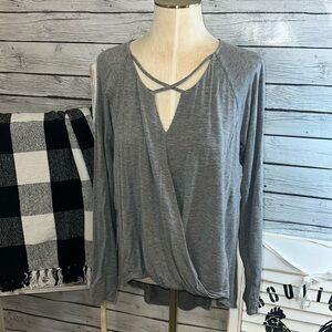 White House black Market high low cross front top